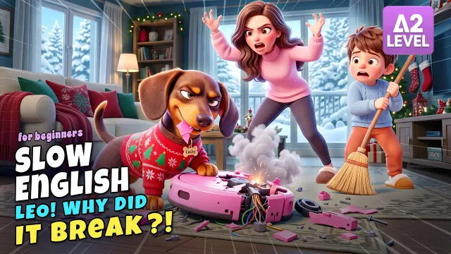 Grace Blamed Lucky for the Broken Robot Vacuum?! What Happened?! I Slow English Story (A2)