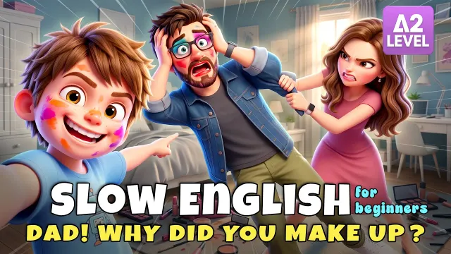 Mom Thinks Dad is Secretly Wearing Makeup?... What Did Leo Do? I Slow English Story (A2)