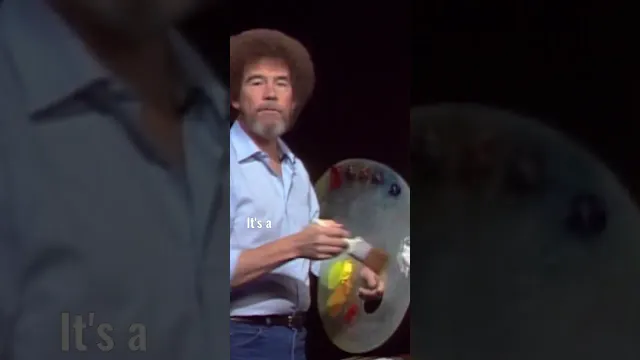 Bob Ross paints a yellow sky into his painting #paintlikebobross #bobross #asmr #oilpainting #paint