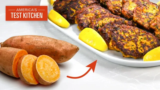 How to Make Crispy Sweet Potato Fritters with Feta & Herbs | America's Test Kitchen
