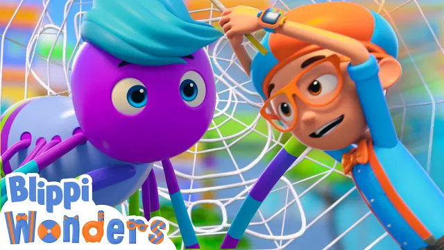 Hey Spidey Blippi 🕷️ How Do Spiders Build Web Art? 🕸️ Animals for Kids | Blippi Cartoons for Kids