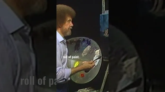 Bob Ross highlights his mountain with snow #paintlikebobross #bobross #asmr #oilpainting #paint