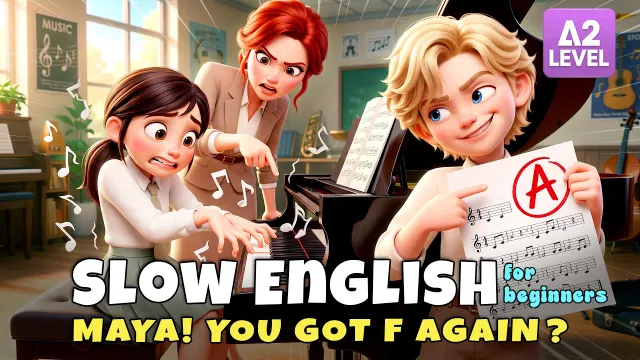First Time Playing Piano... Will Maya Fail the Test?! I Slow English Listening Story (A2)