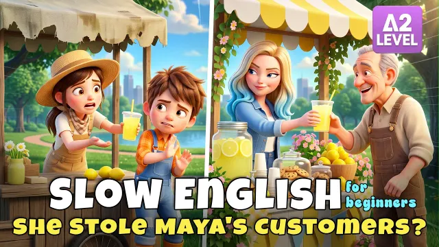Maya Sold Lemonade for the First Time... But No One Bought It?! I Slow English Listening Story (A2)