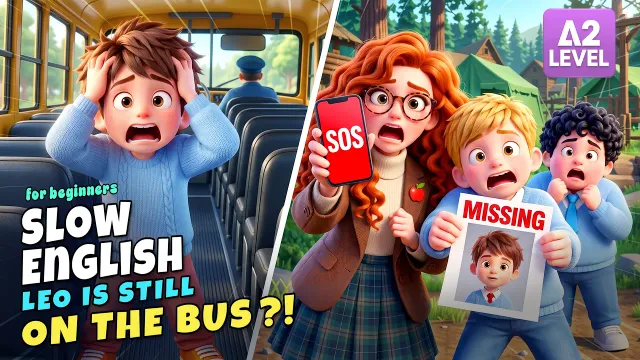 Leo Disappeared After We Took the Wrong Bus?!... Now Leo Is Missing!? I Slow English Story (A2)