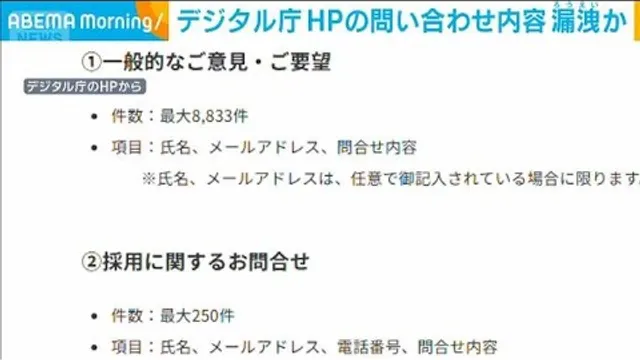 デジタル庁HPの問い合わせ内容漏洩か　最大1万3000件以上(2026年10月22日)