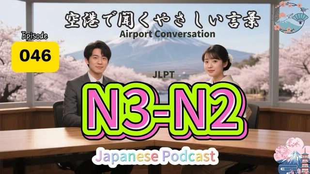 EP046 (N3-N2)| Learn Japanese Through an Airport Conversation | 空港で聞くやさしい言葉
