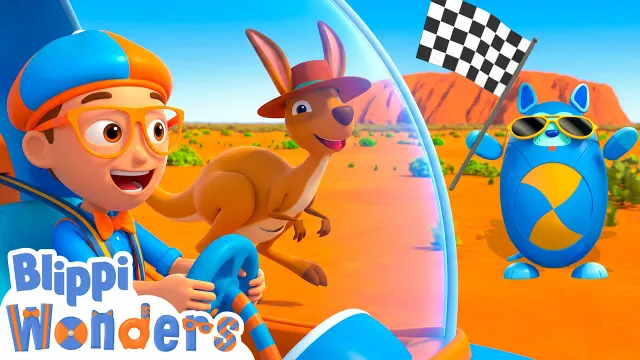 Blippi Races a Kangaroo! 🦘 Animals for Kids | Blippi Cartoon Videos for Kids