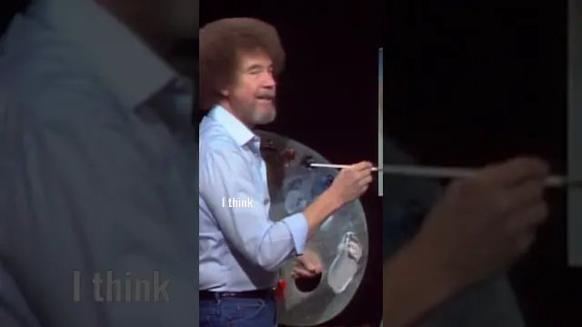 Bob Ross paints a happy little tree into his painting #paintlikebobross #bobross #asmr #oilpainting