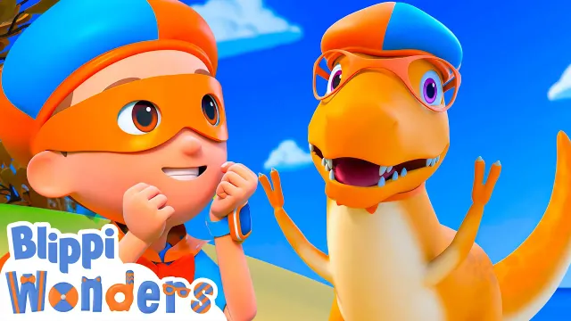 Blippi Teaches a T-Rex to Trick-or-Treat! 🦖🎃 Halloween Cartoons | Blippi Cartoon Videos for Kids